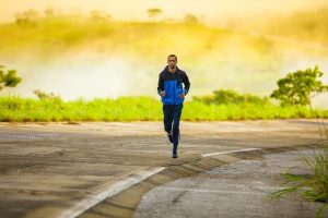 A man running down the road